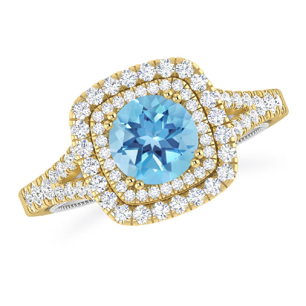 Yellow Gold - Blue Topaz