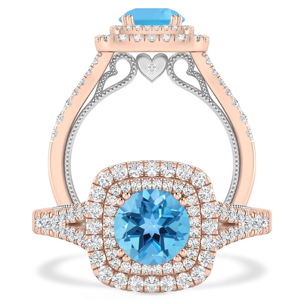 Rose Gold - Blue Topaz