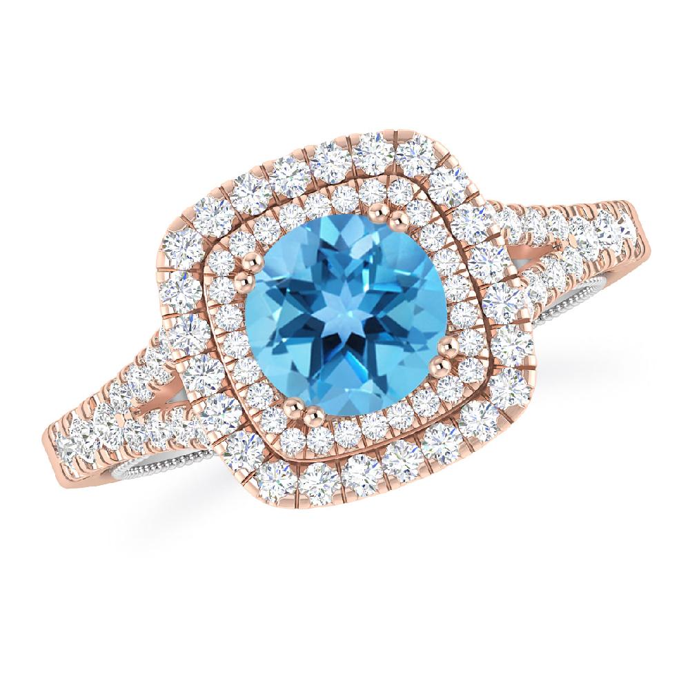 Rose Gold - Blue Topaz