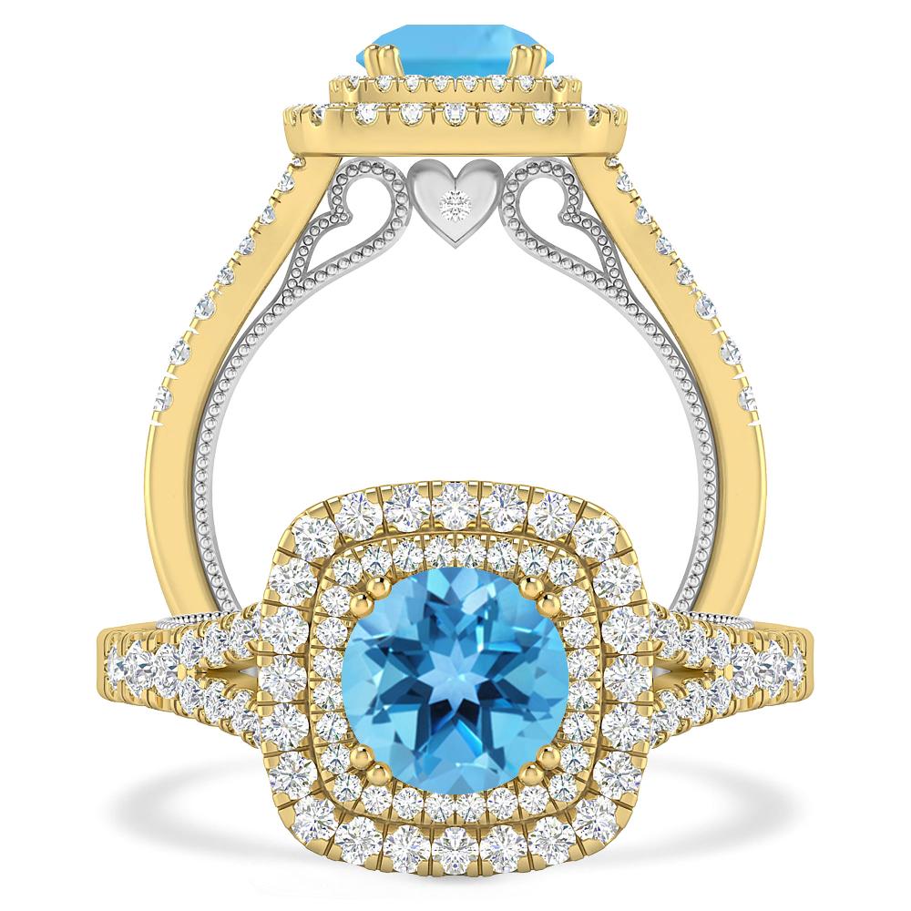 Yellow Gold - Blue Topaz