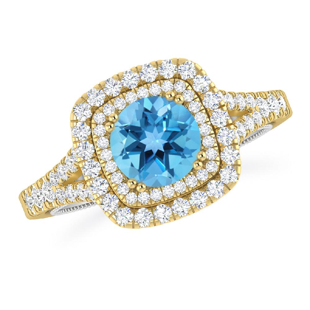 Yellow Gold - Blue Topaz