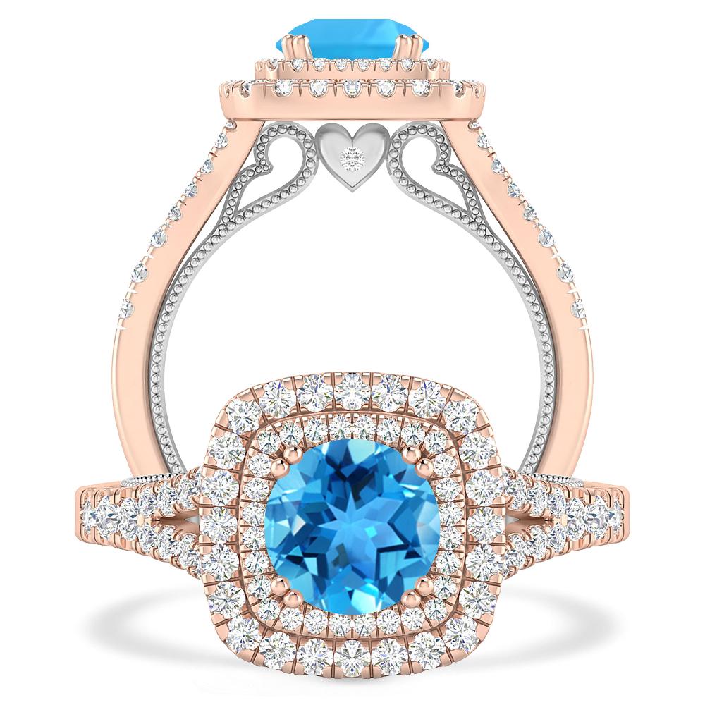 Rose Gold - Blue Topaz