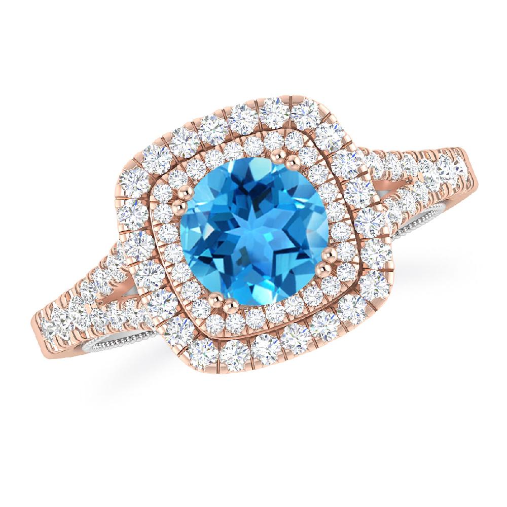 Rose Gold - Blue Topaz