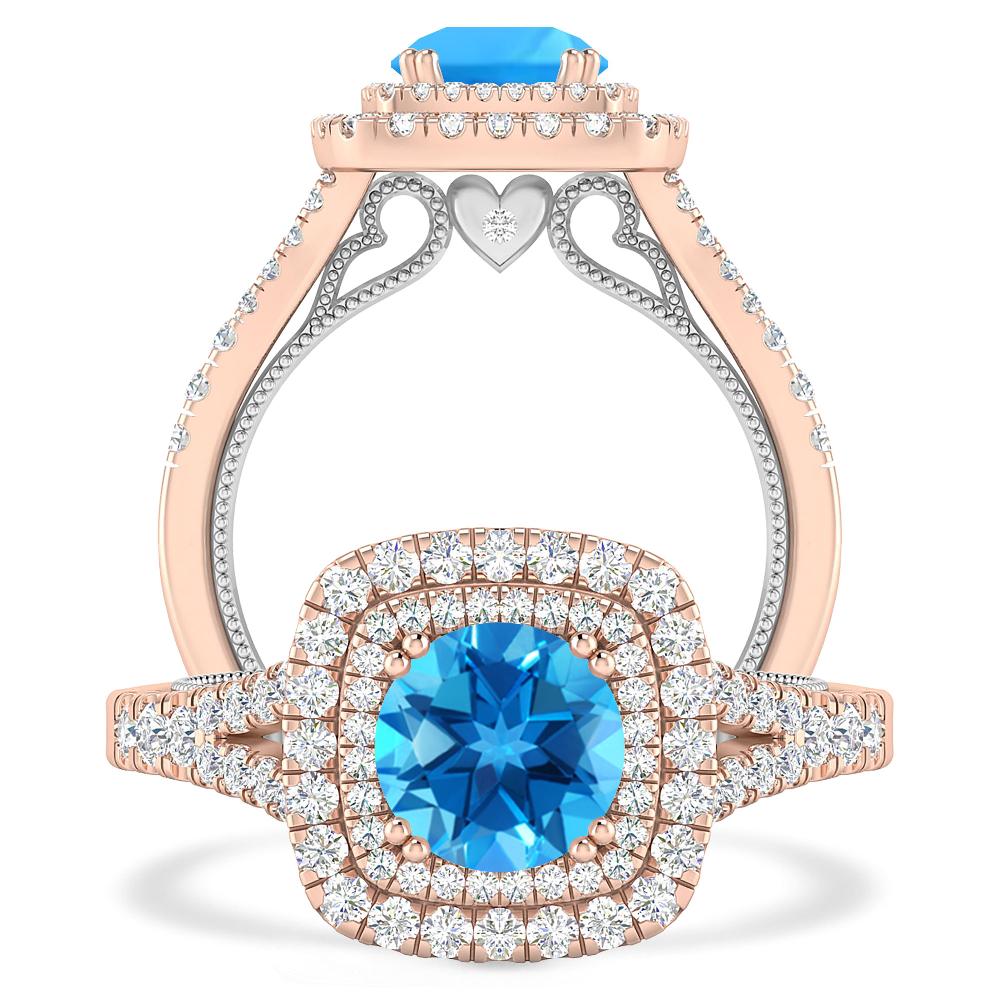 Rose Gold - Blue Topaz