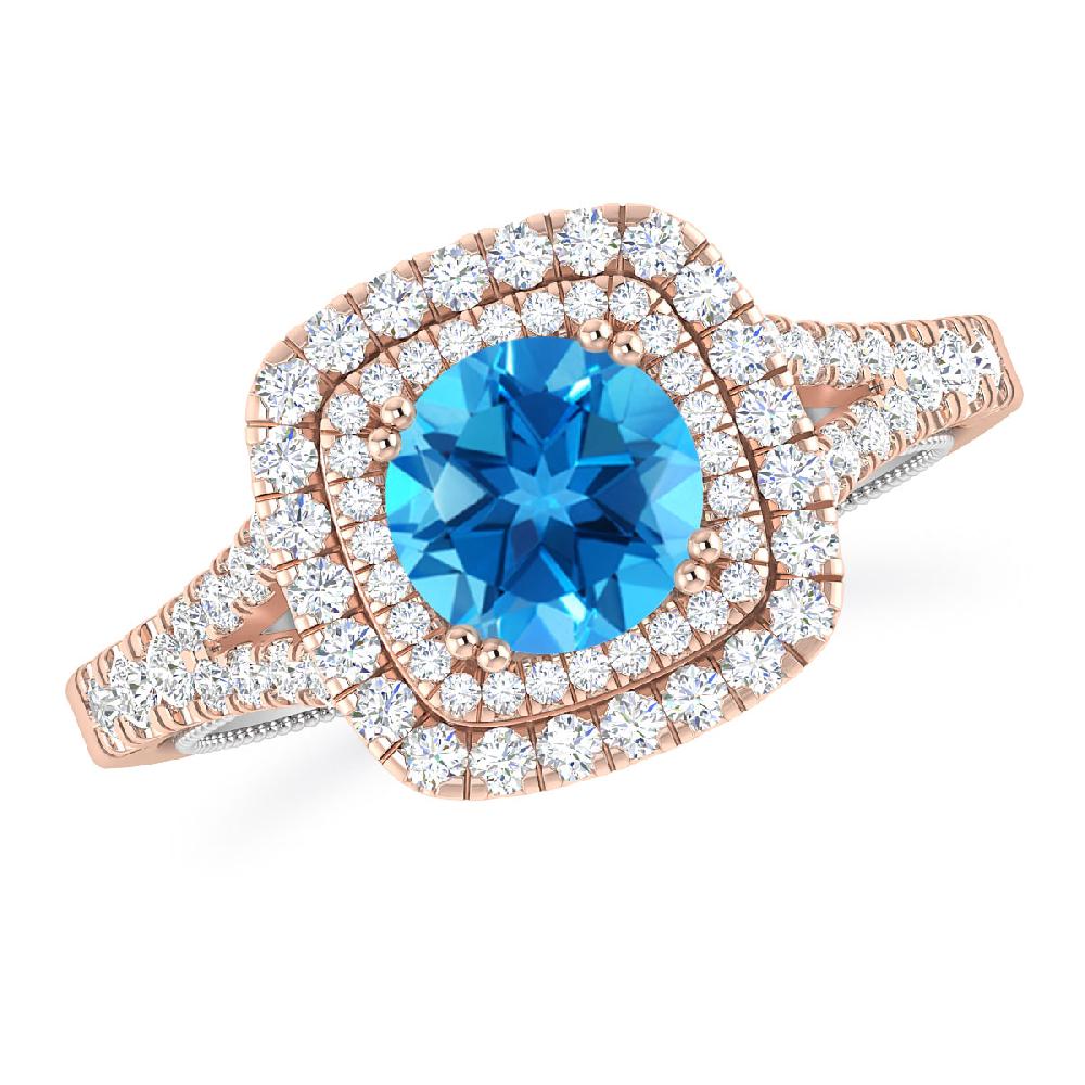 Rose Gold - Blue Topaz