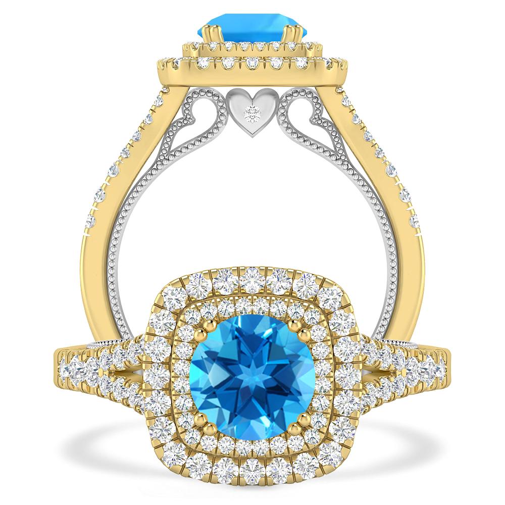 Yellow Gold - Blue Topaz