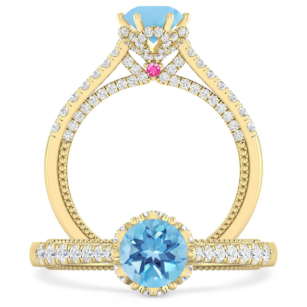 Yellow Gold - Blue Topaz