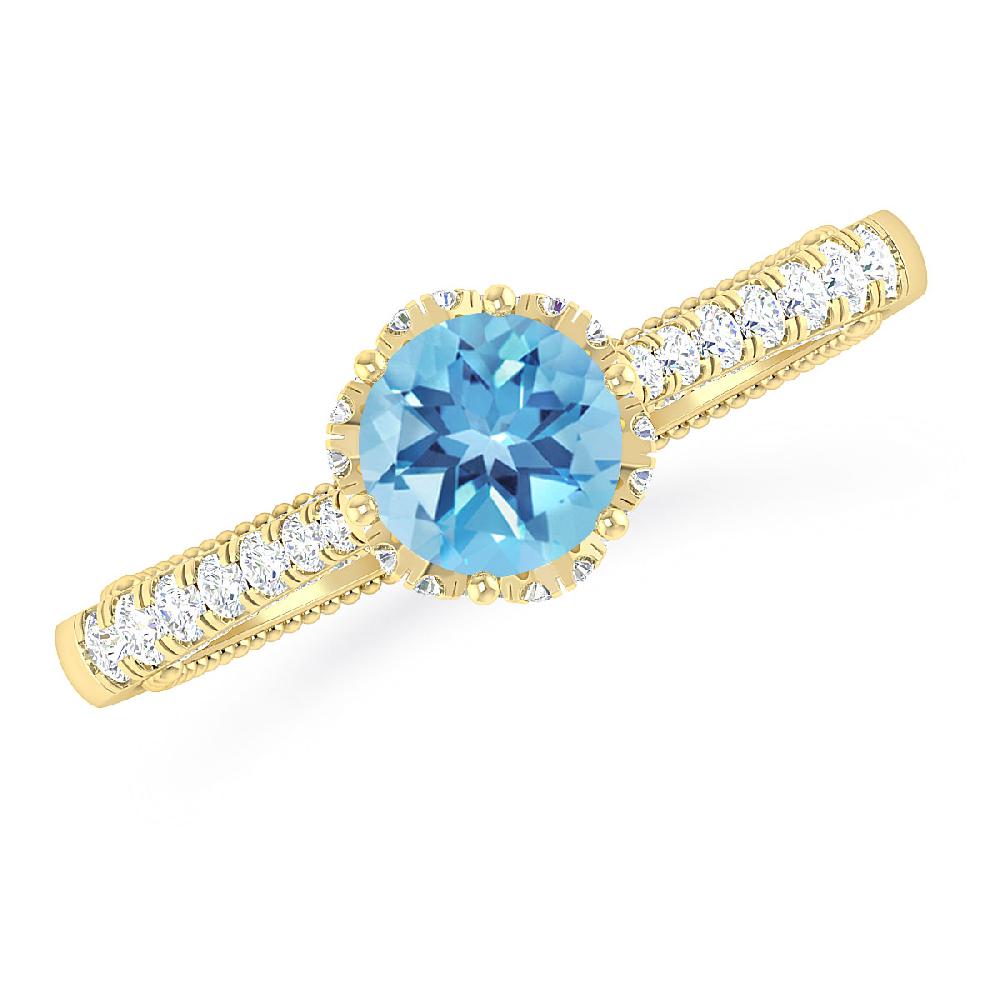 Yellow Gold - Blue Topaz