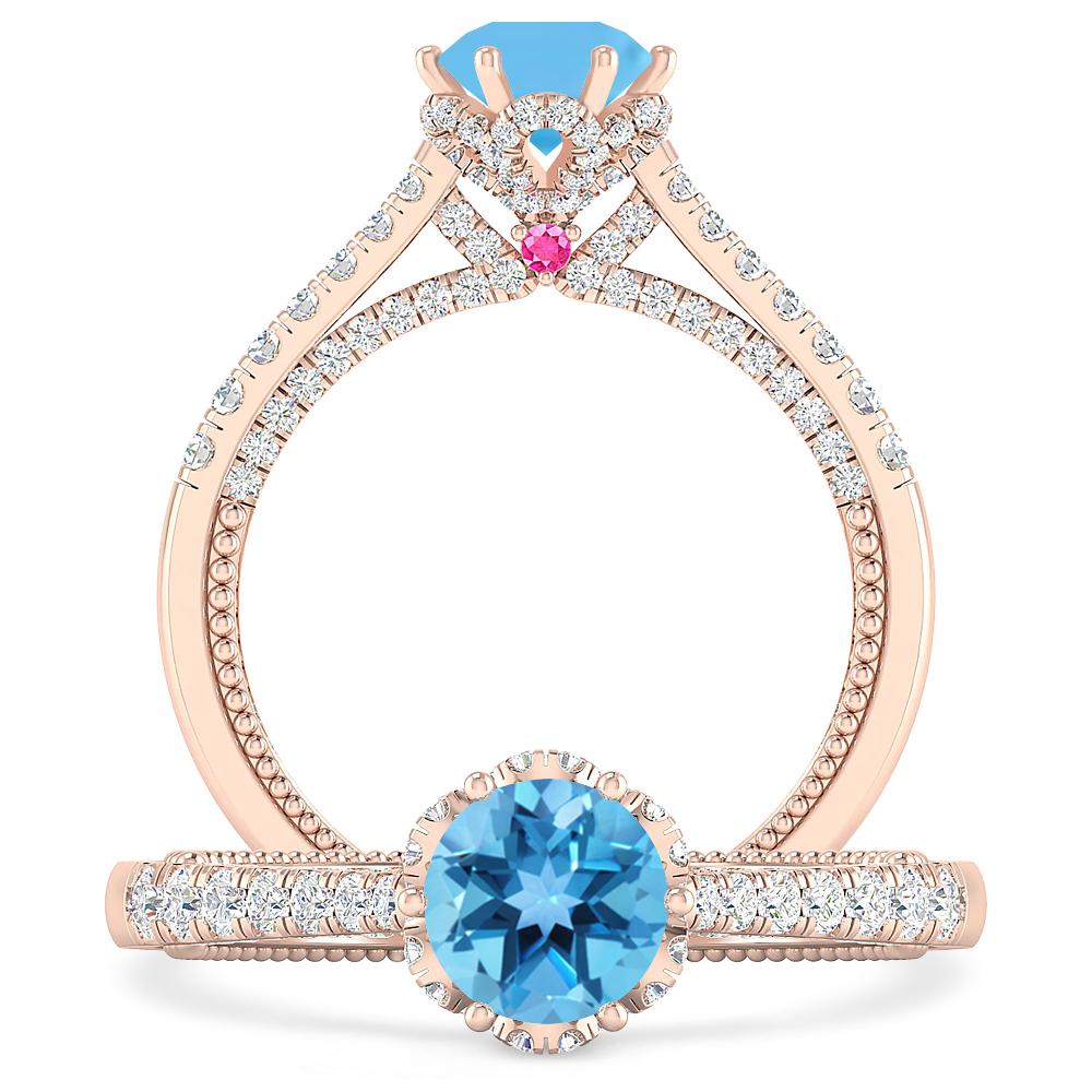 Rose Gold - Blue Topaz