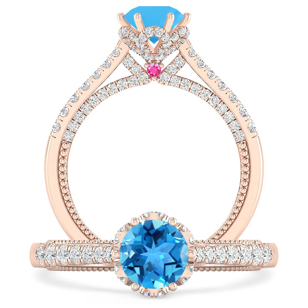 Rose Gold - Blue Topaz