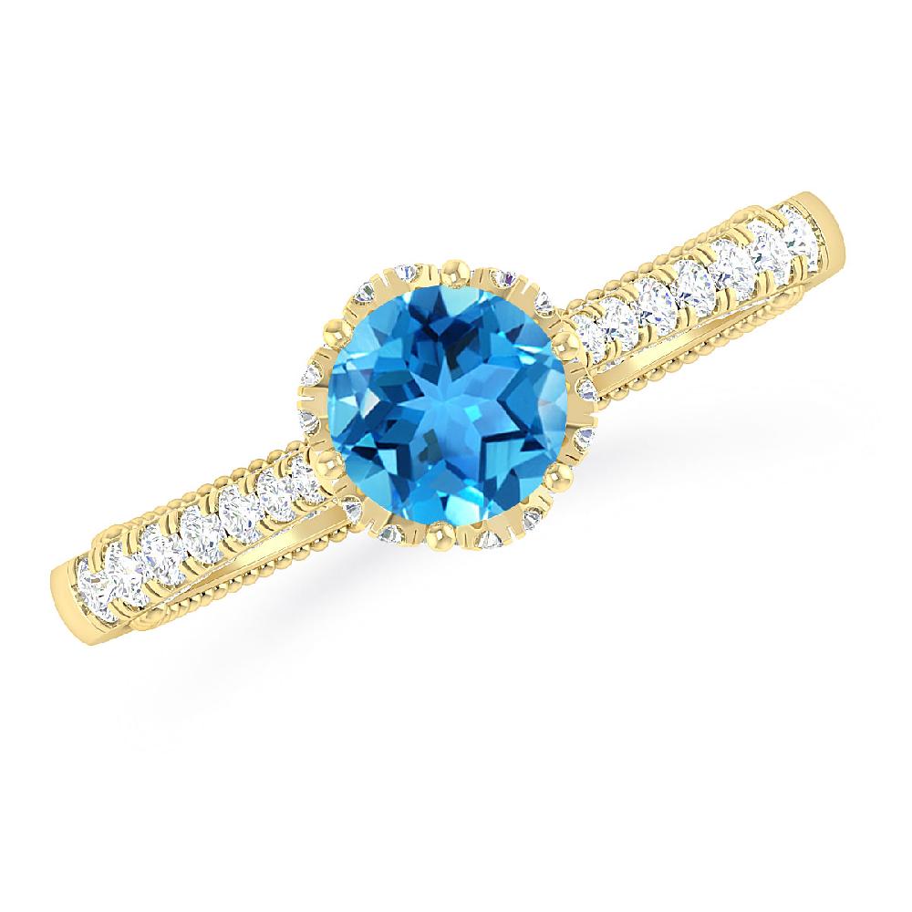 Yellow Gold - Blue Topaz