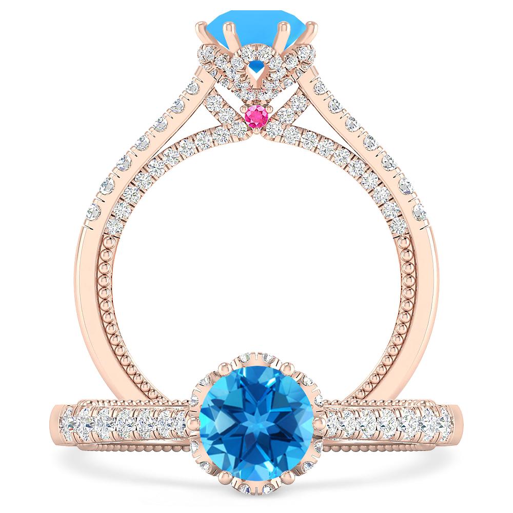 Rose Gold - Blue Topaz