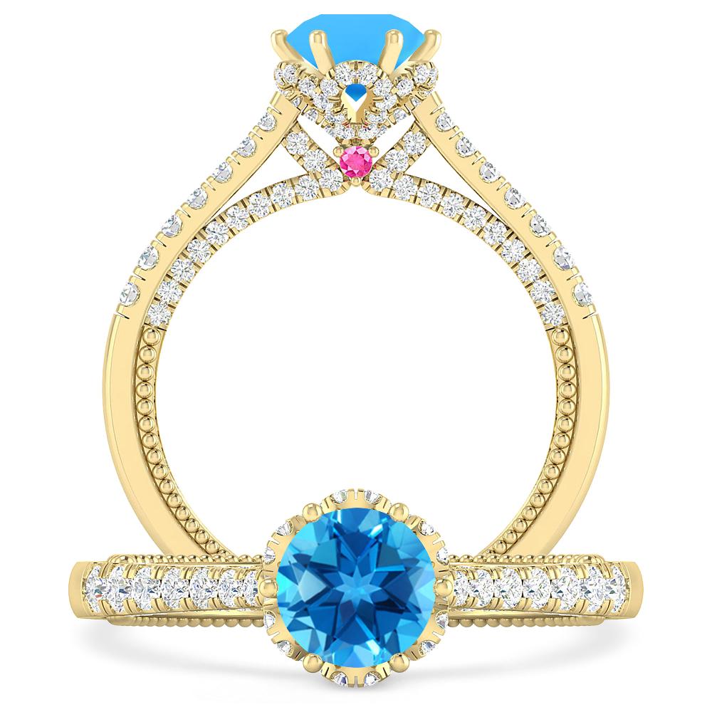 Yellow Gold - Blue Topaz