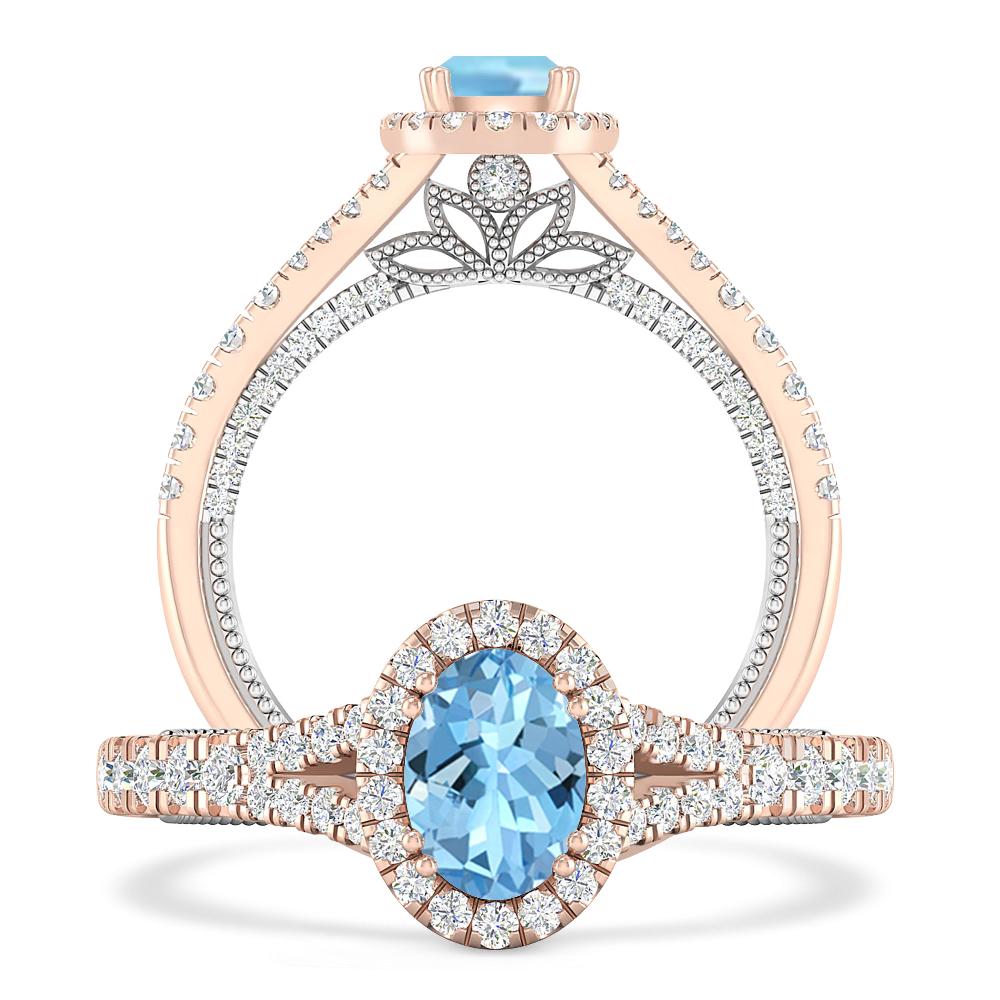 Rose Gold - Aquamarine