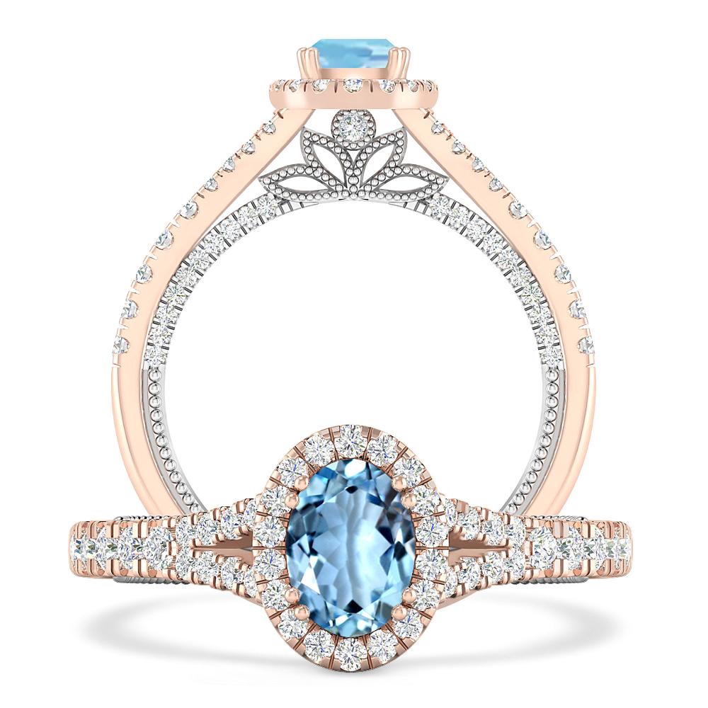 Rose Gold - Aquamarine