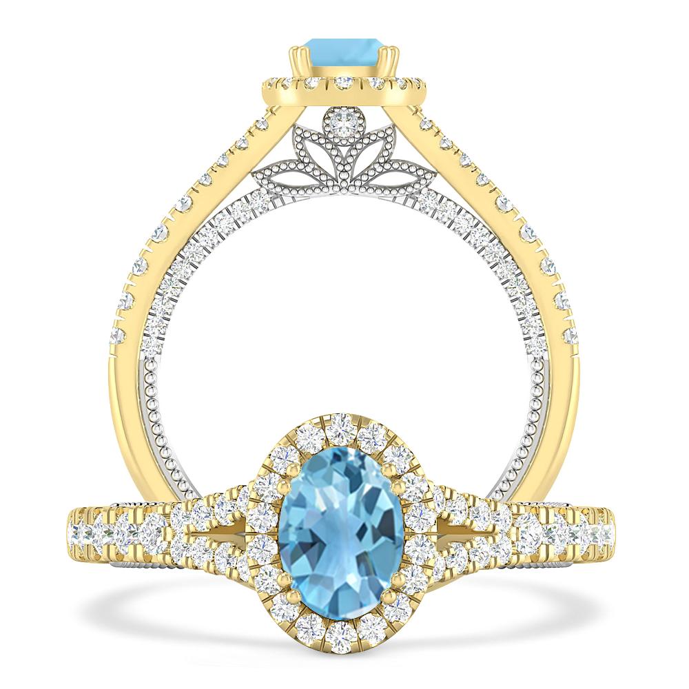 Yellow Gold - Blue Topaz