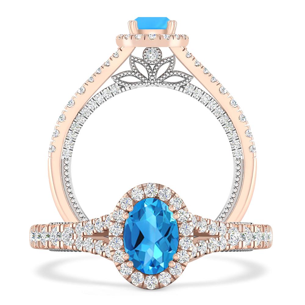 Rose Gold - Blue Topaz