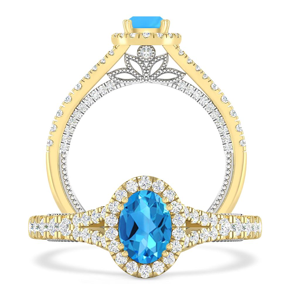 Yellow Gold - Blue Topaz