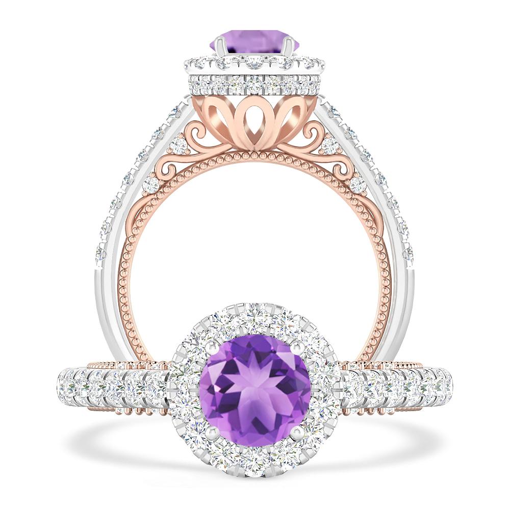 White Gold/Rose Gold - Amethyst