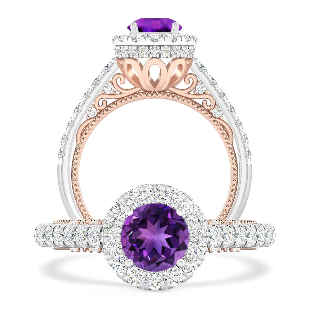 White Gold/Rose Gold - Amethyst