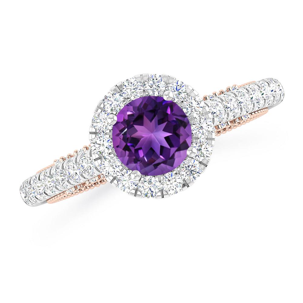 White Gold/Rose Gold - Amethyst