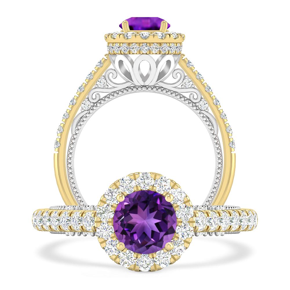 Yellow Gold/White Gold - Amethyst