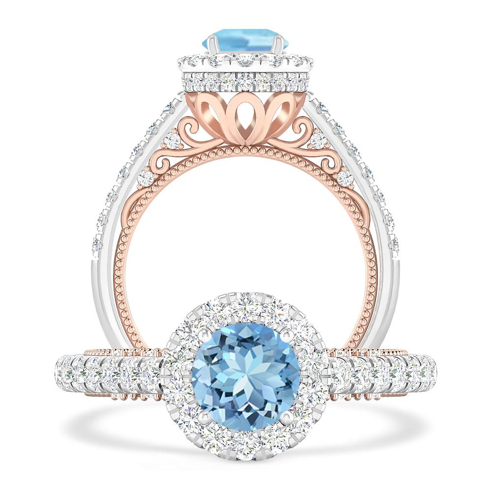 White Gold/Rose Gold - Aquamarine