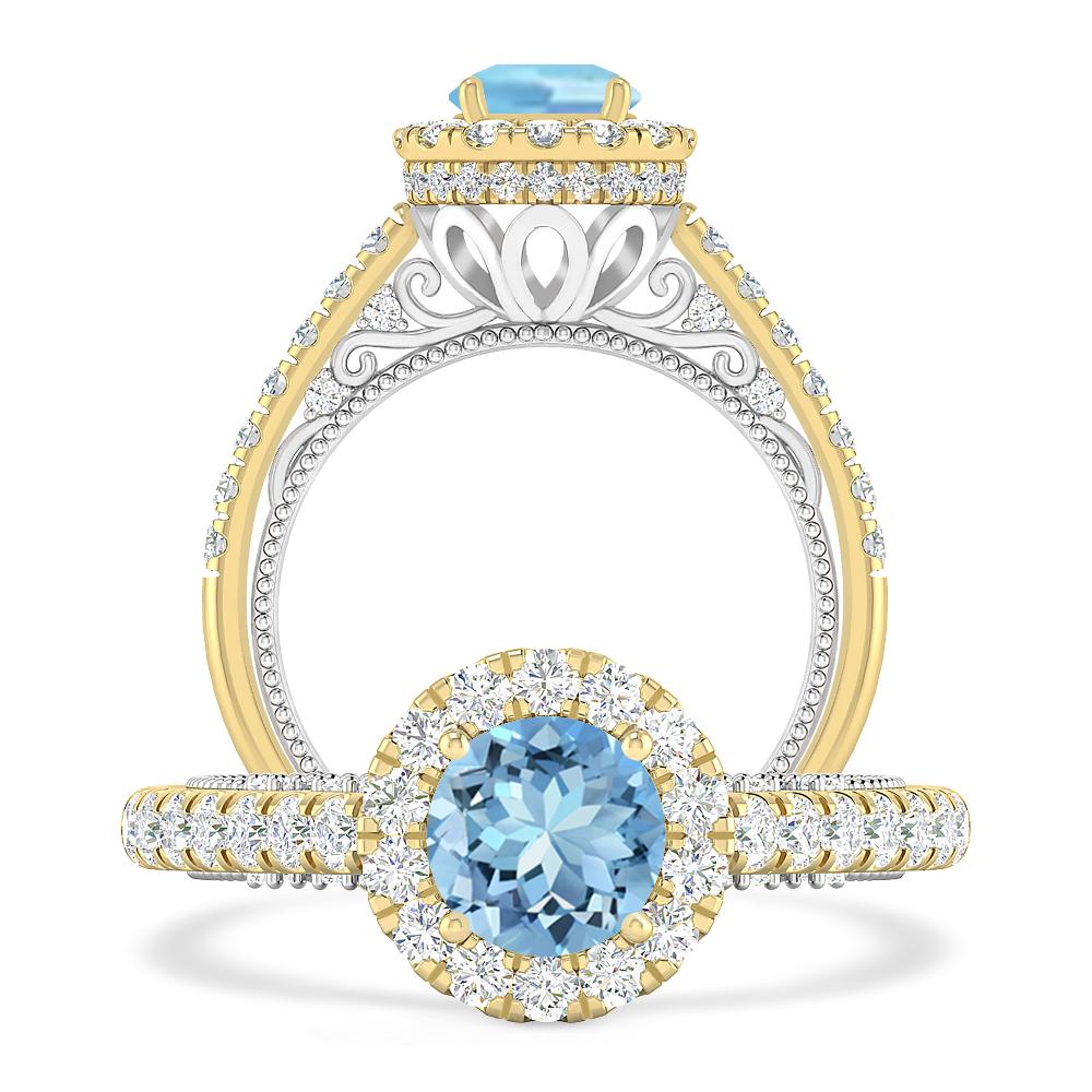 Yellow Gold/White Gold - Aquamarine