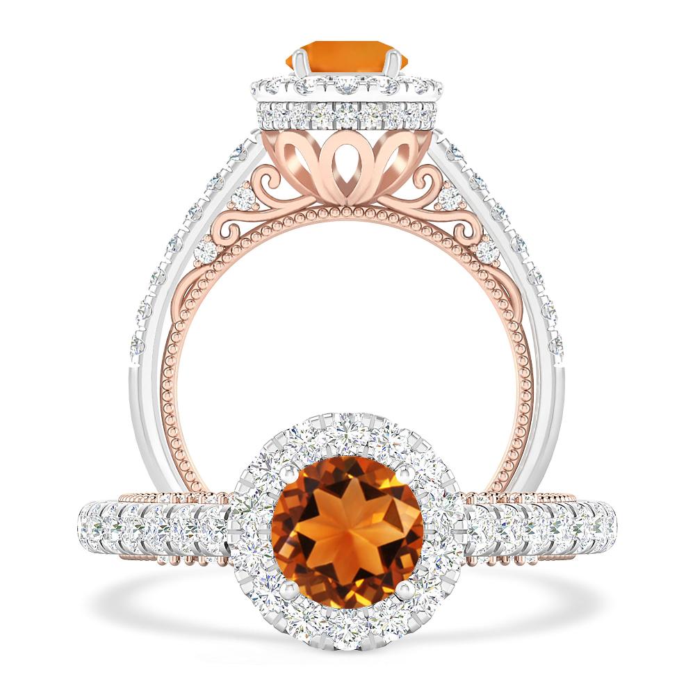 White Gold/Rose Gold - Citrine