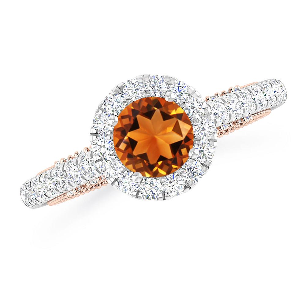 White Gold/Rose Gold - Citrine