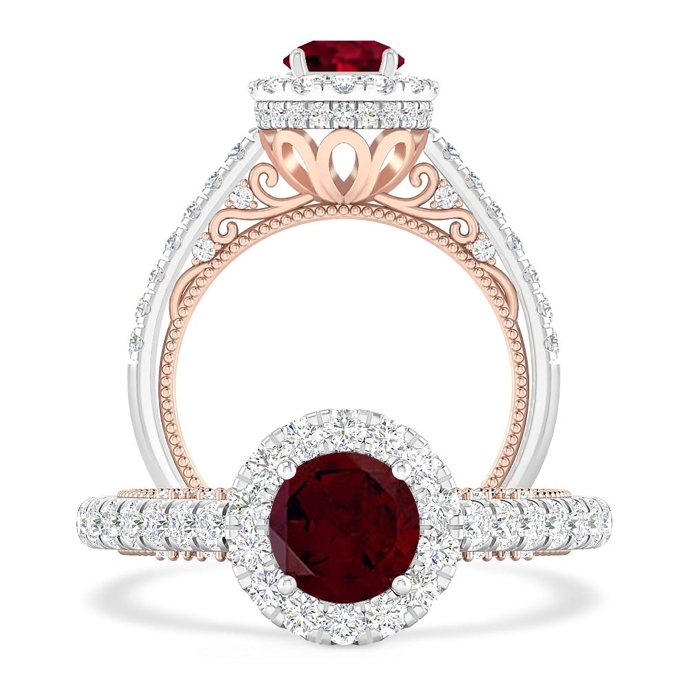 White Gold/Rose Gold - Garnet