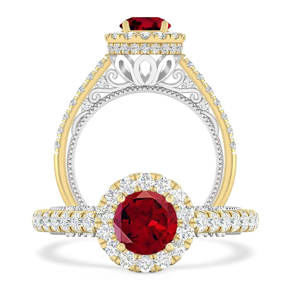 Yellow Gold/White Gold - Garnet