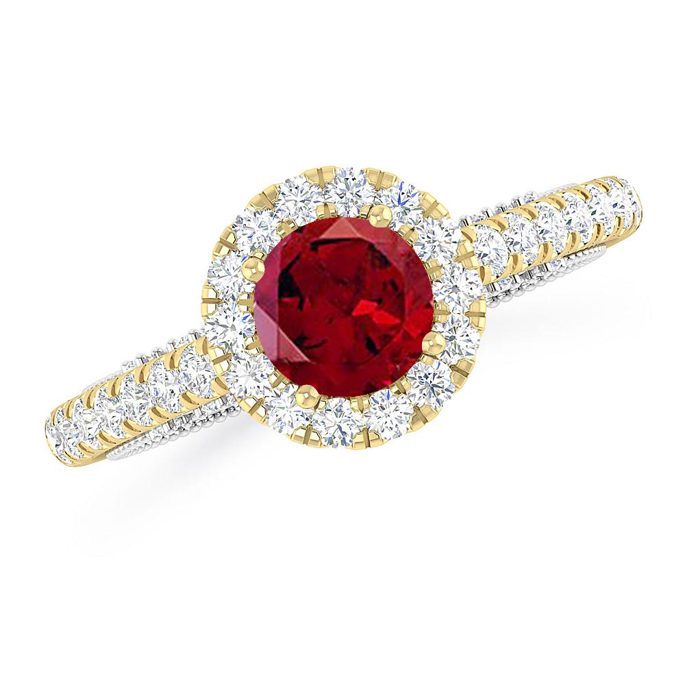 Yellow Gold/White Gold - Garnet