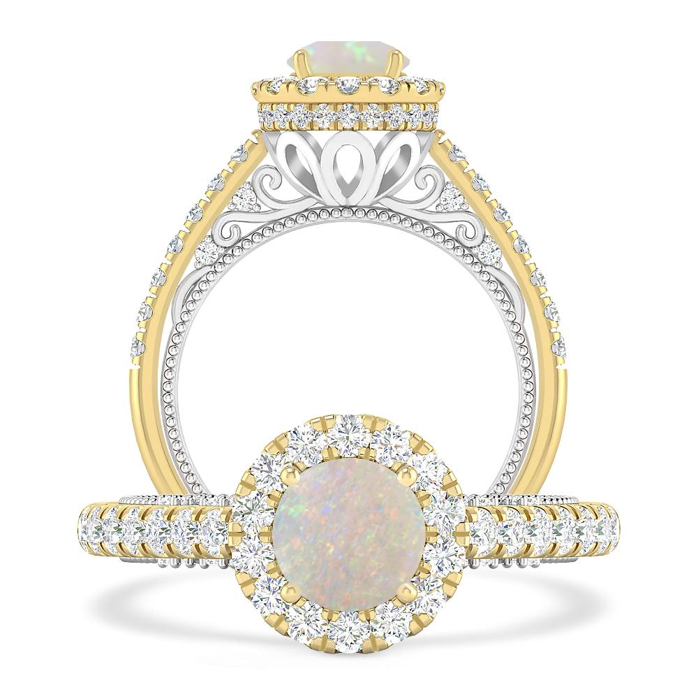 Yellow Gold/White Gold - Opal