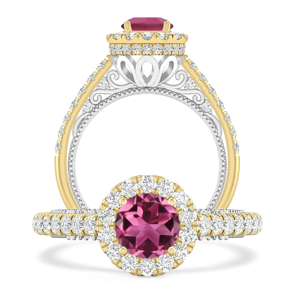 Yellow Gold/White Gold - Pink Tourmaline