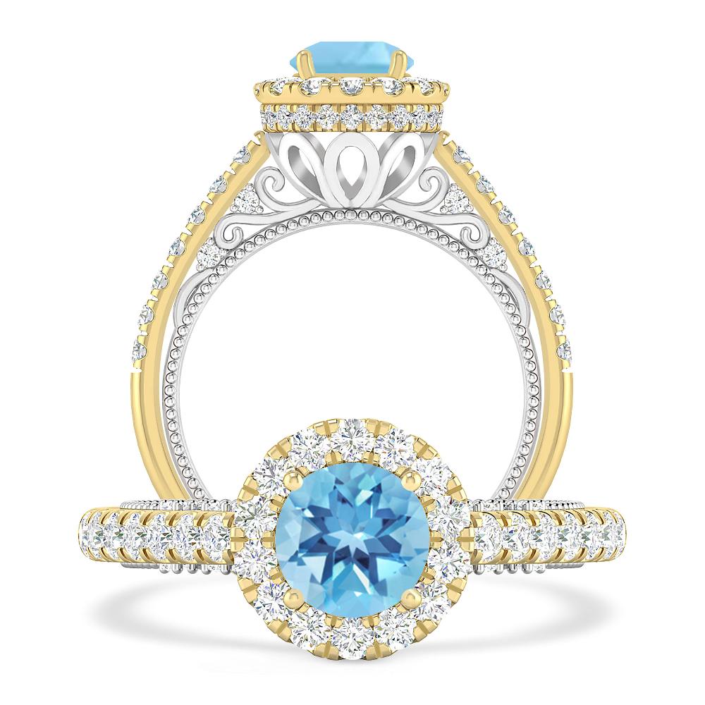 Yellow Gold/White Gold - Blue Topaz