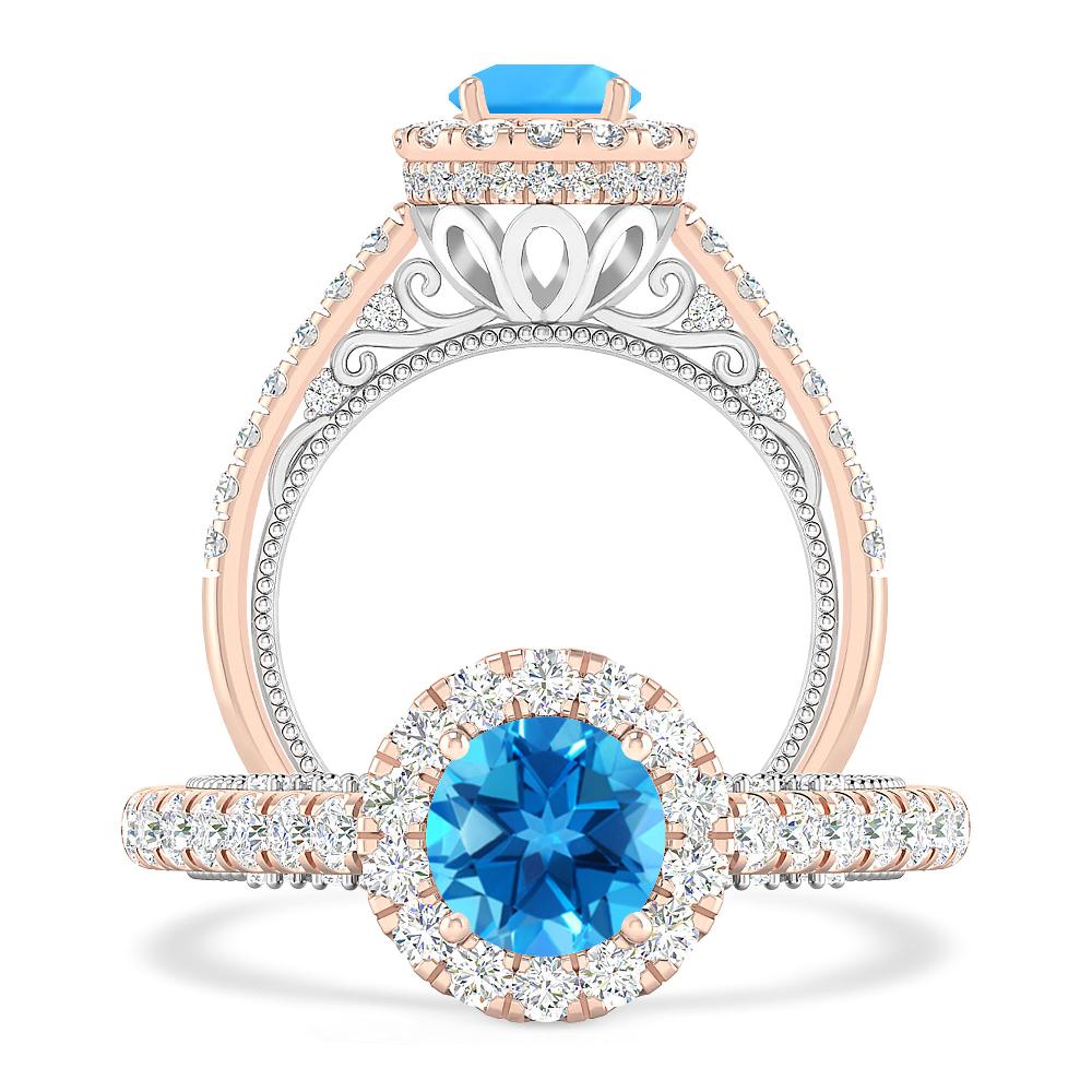 Rose Gold/White Gold - Blue Topaz