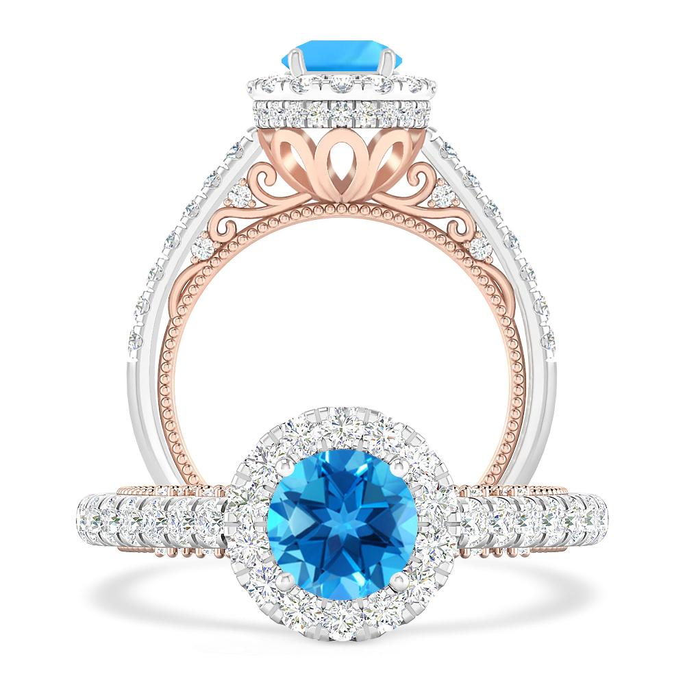 White Gold/Rose Gold - Blue Topaz