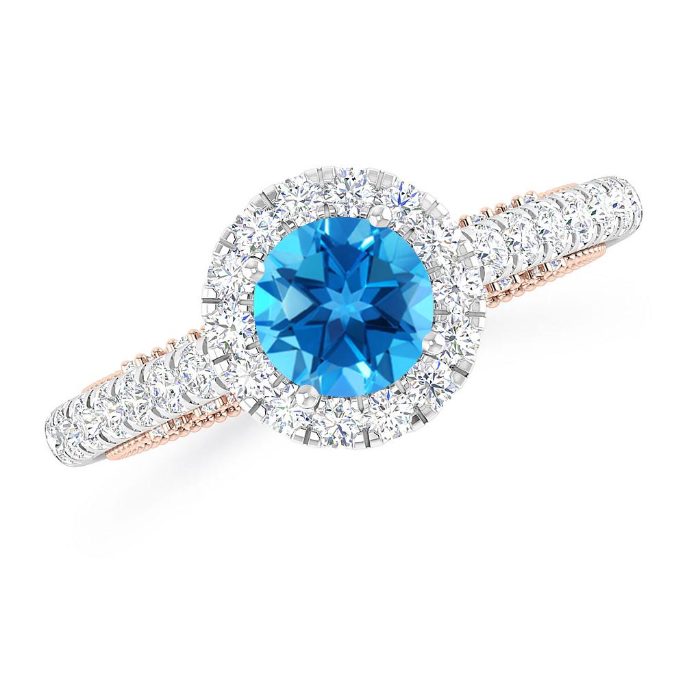 White Gold/Rose Gold - Blue Topaz