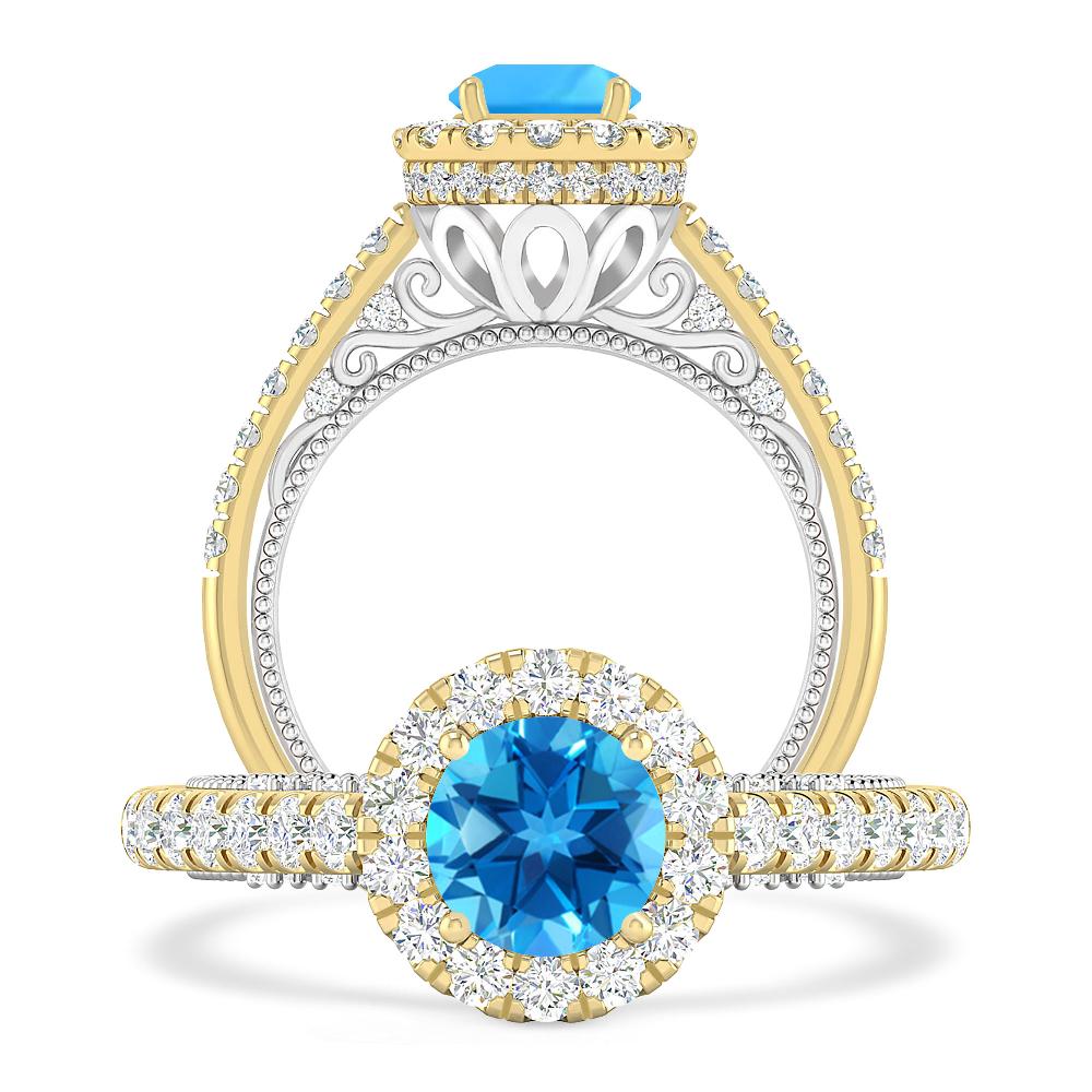 Yellow Gold/White Gold - Blue Topaz