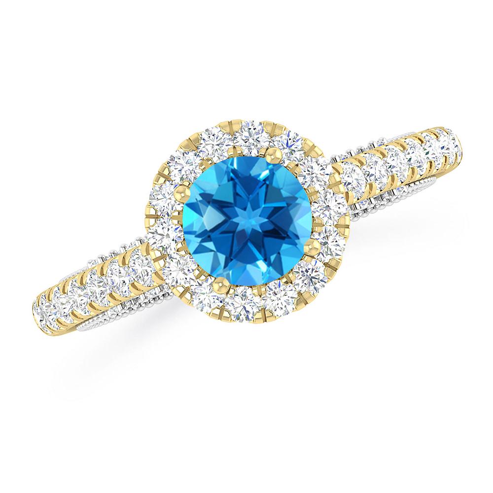 Yellow Gold/White Gold - Blue Topaz