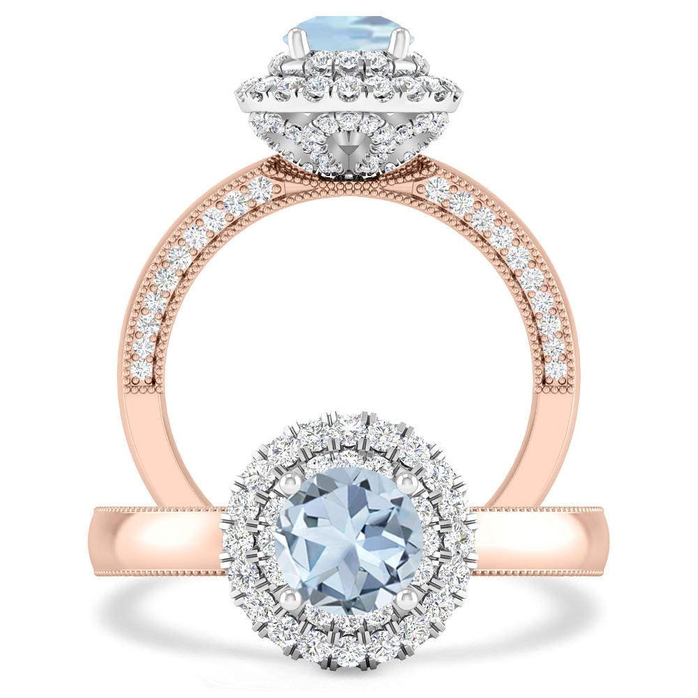 Rose Gold - Aquamarine