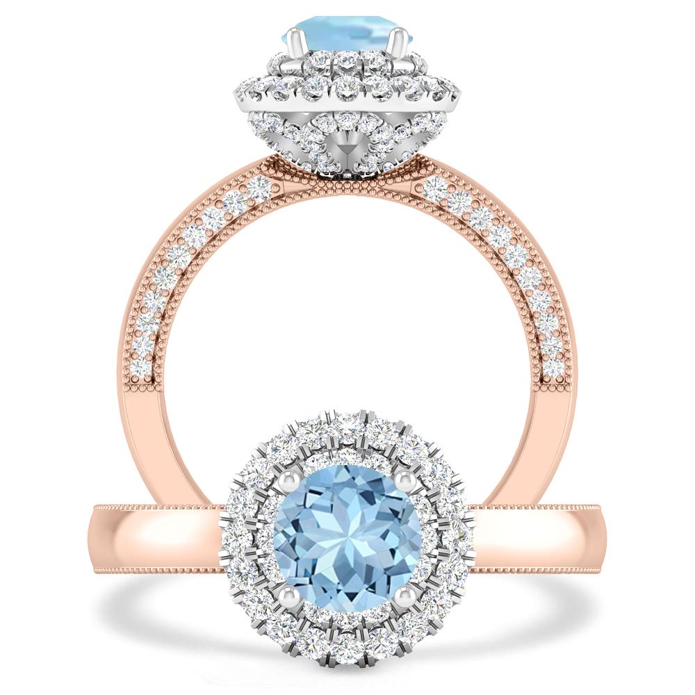 Rose Gold - Aquamarine