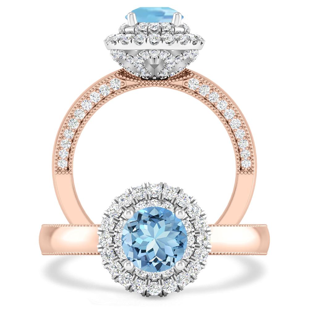 Rose Gold - Aquamarine