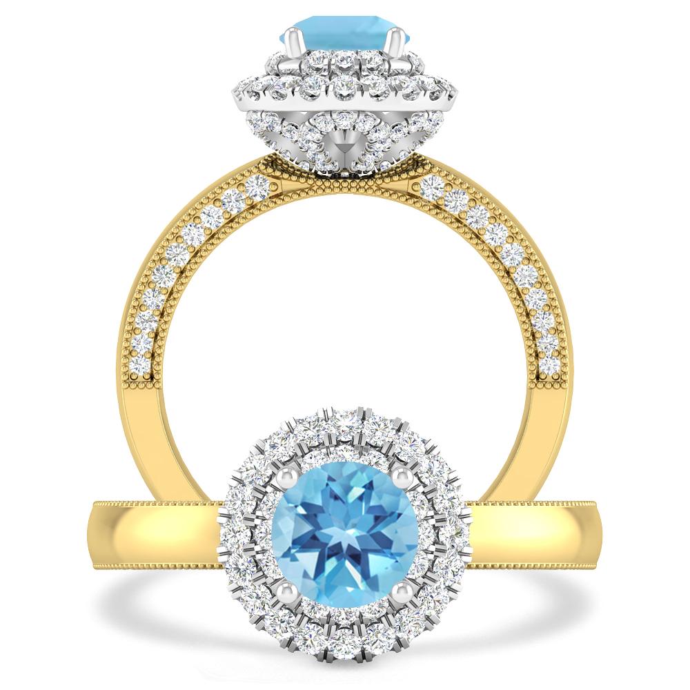 Yellow Gold - Blue Topaz