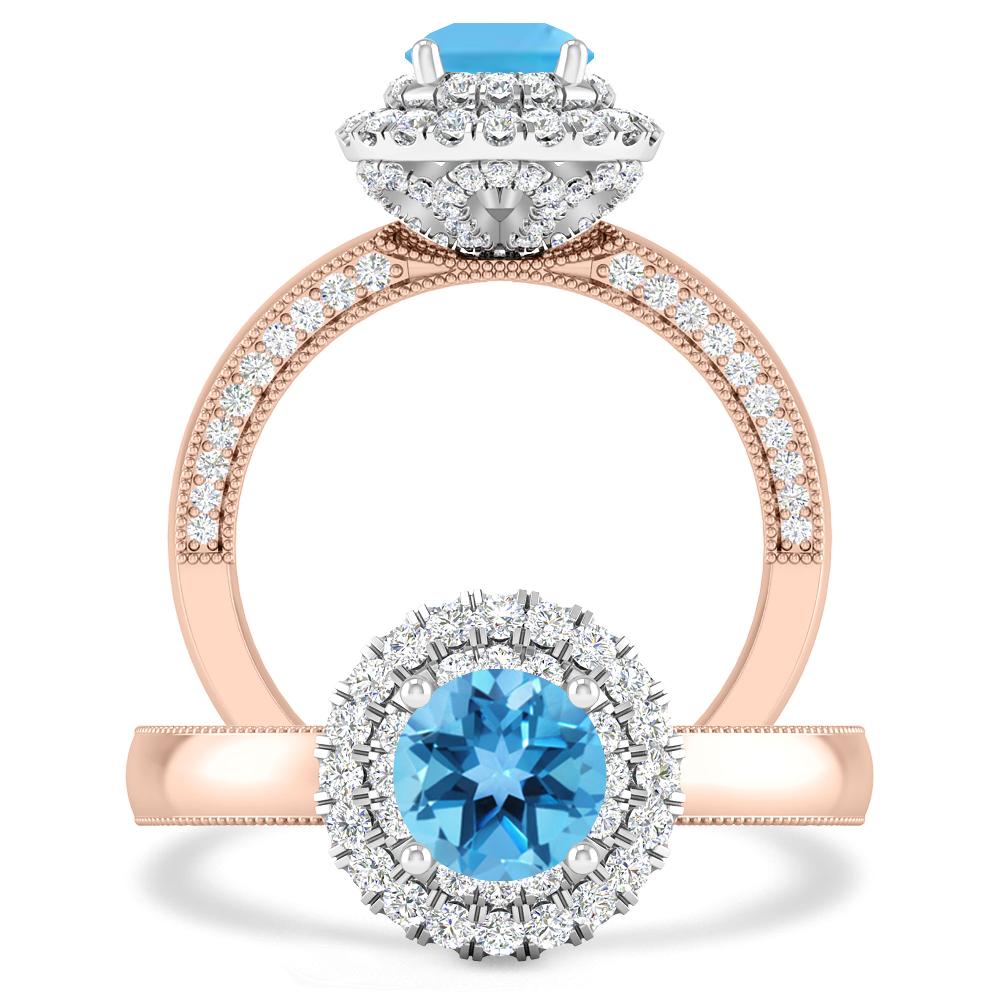 Rose Gold - Blue Topaz