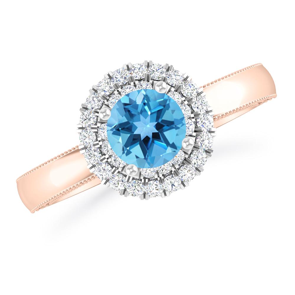 Rose Gold - Blue Topaz