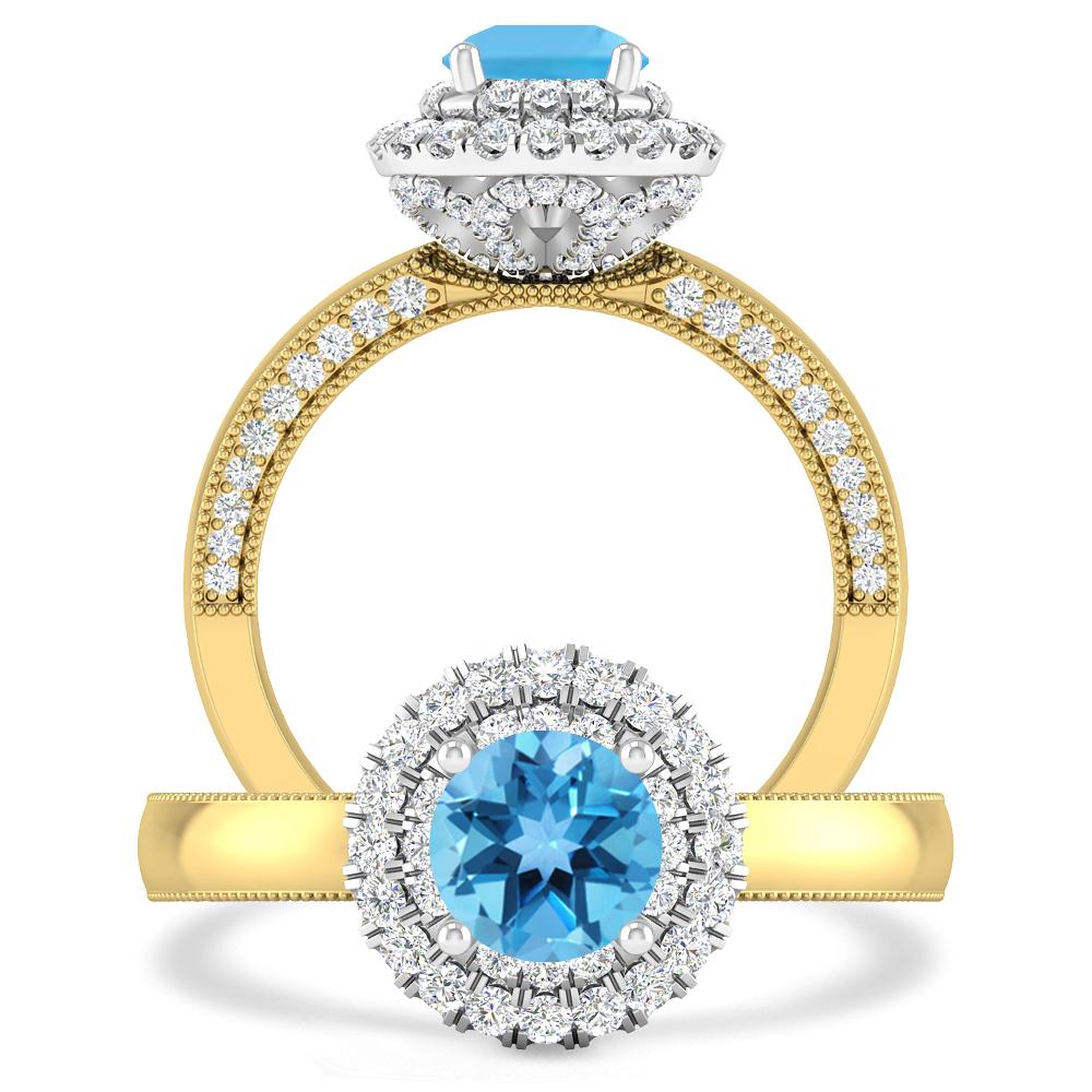 Yellow Gold - Blue Topaz