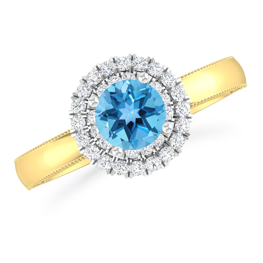 Yellow Gold - Blue Topaz