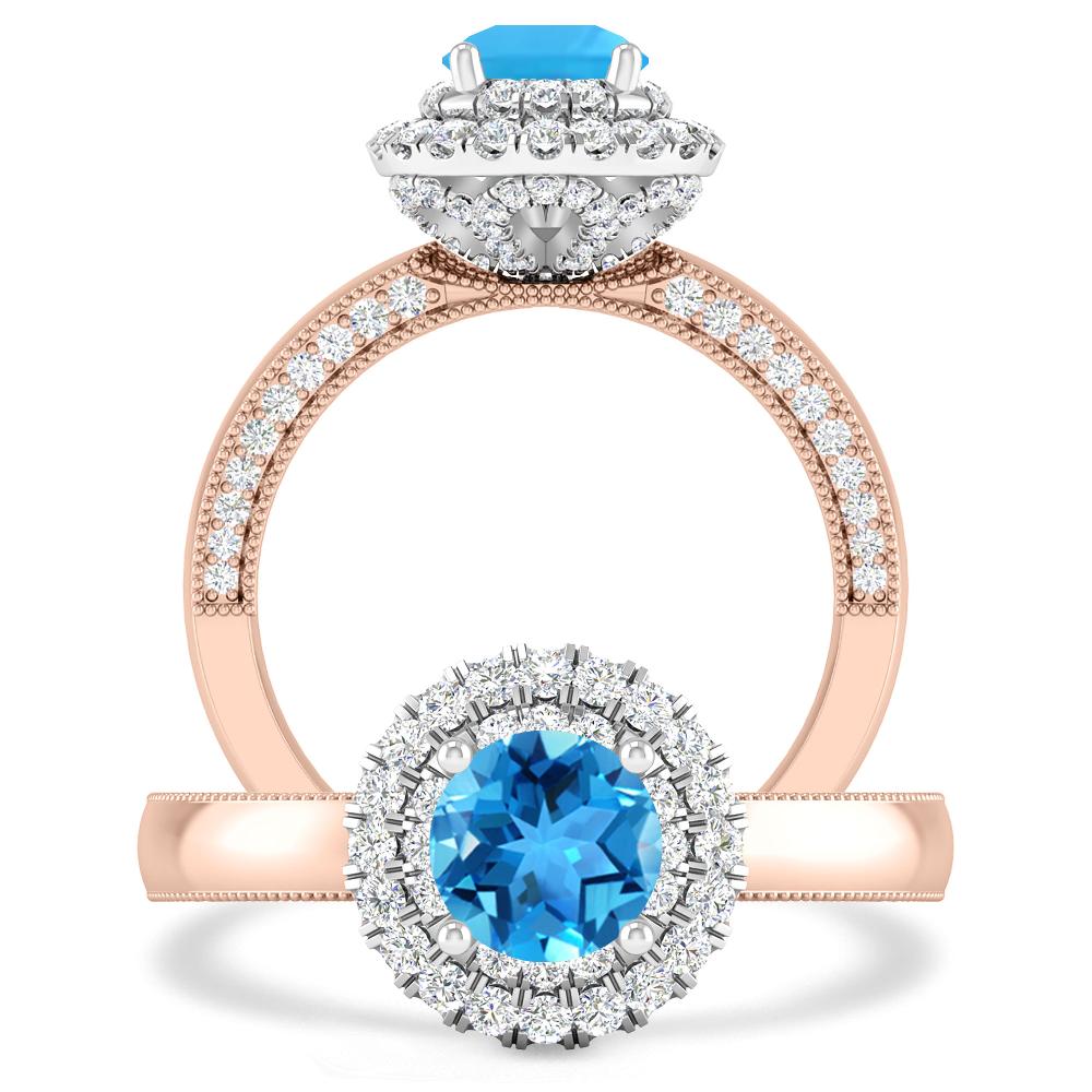 Rose Gold - Blue Topaz